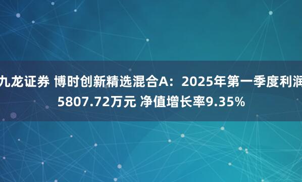 九龙证券 博时创新精选混合A：2025年第一季度利润5807.72万元 净值增长率9.35%