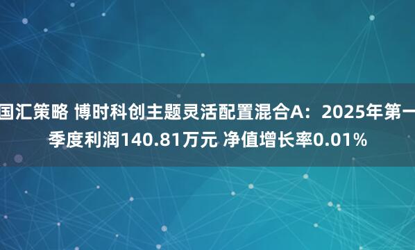 国汇策略 博时科创主题灵活配置混合A：2025年第一季度利润140.81万元 净值增长率0.01%