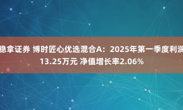 稳拿证券 博时匠心优选混合A：2025年第一季度利润13.25万元 净值增长率2.06%
