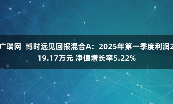广瑞网  博时远见回报混合A：2025年第一季度利润219.17万元 净值增长率5.22%