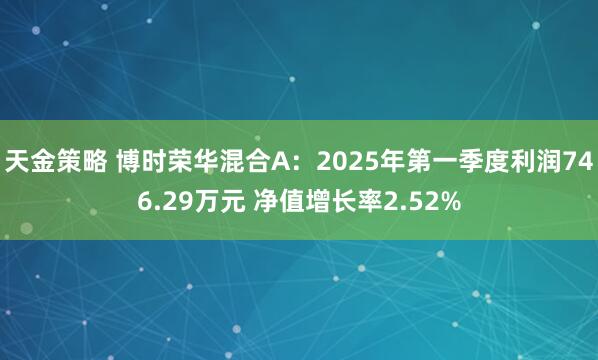 天金策略 博时荣华混合A：2025年第一季度利润746.29万元 净值增长率2.52%