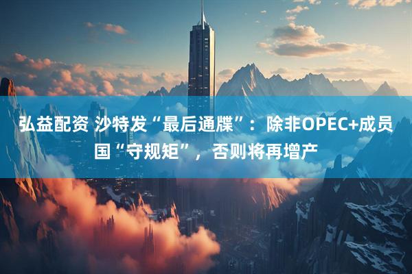 弘益配资 沙特发“最后通牒”：除非OPEC+成员国“守规矩”，否则将再增产